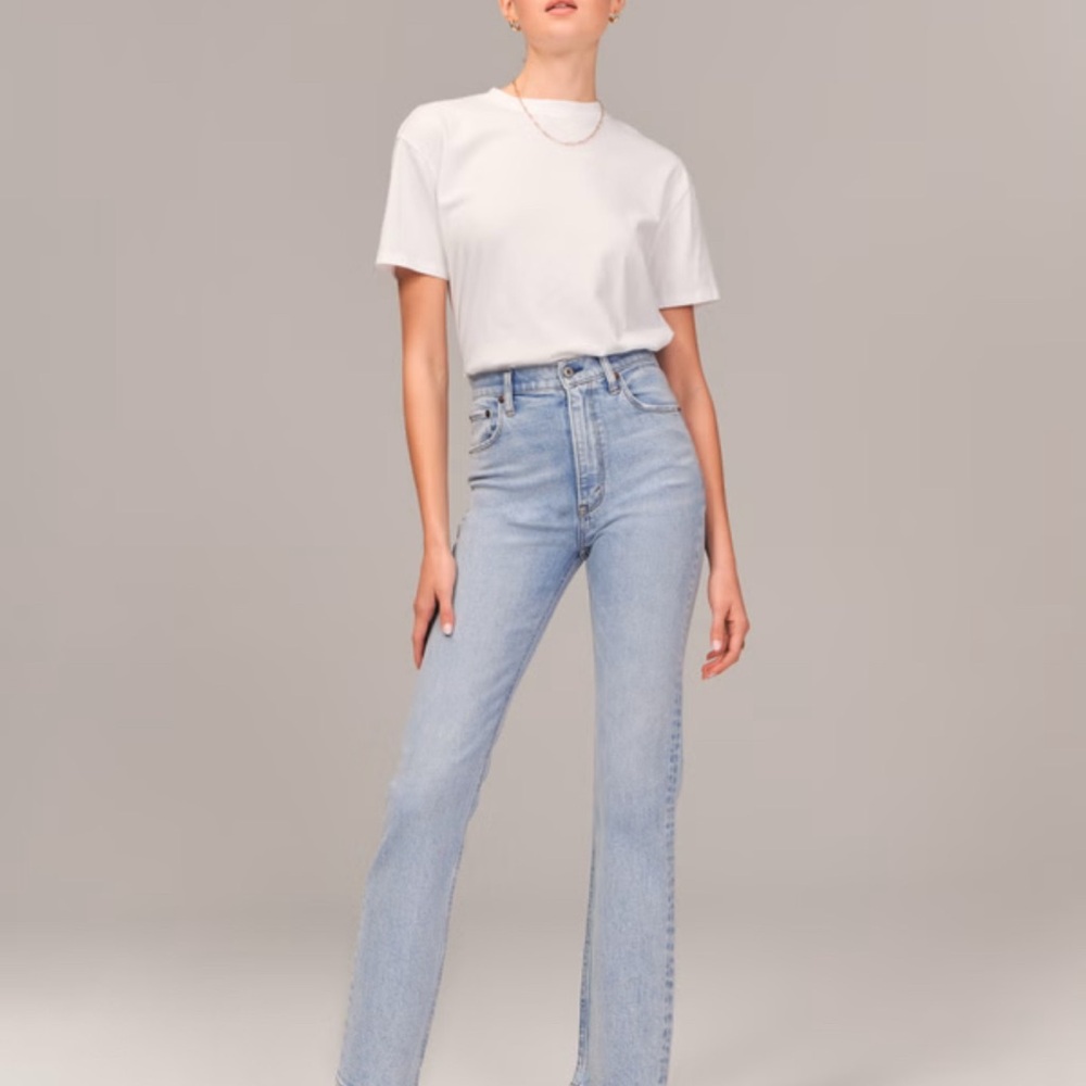 Abercrombie & Fitch High-Rise Light Wash Straight Jeans